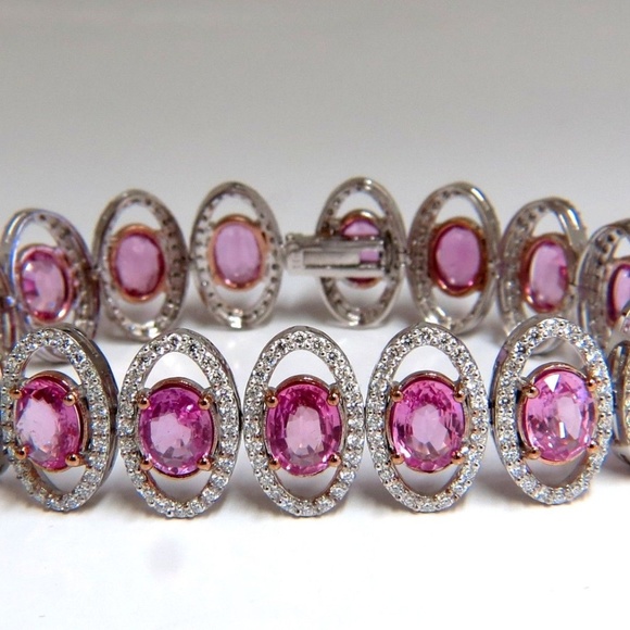 27.47ct natural Vivid Pink Sapphire diamond bracel